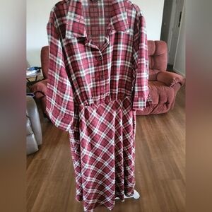 BloomChic Burgundy Checkered Midi Dress